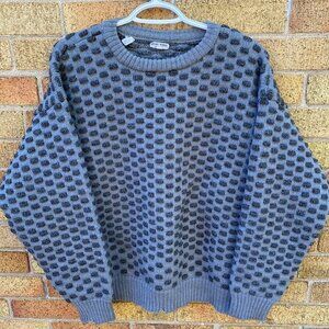 Vintage 90s Armani Alpaca Wool 3D Knit Sweater Large Gray